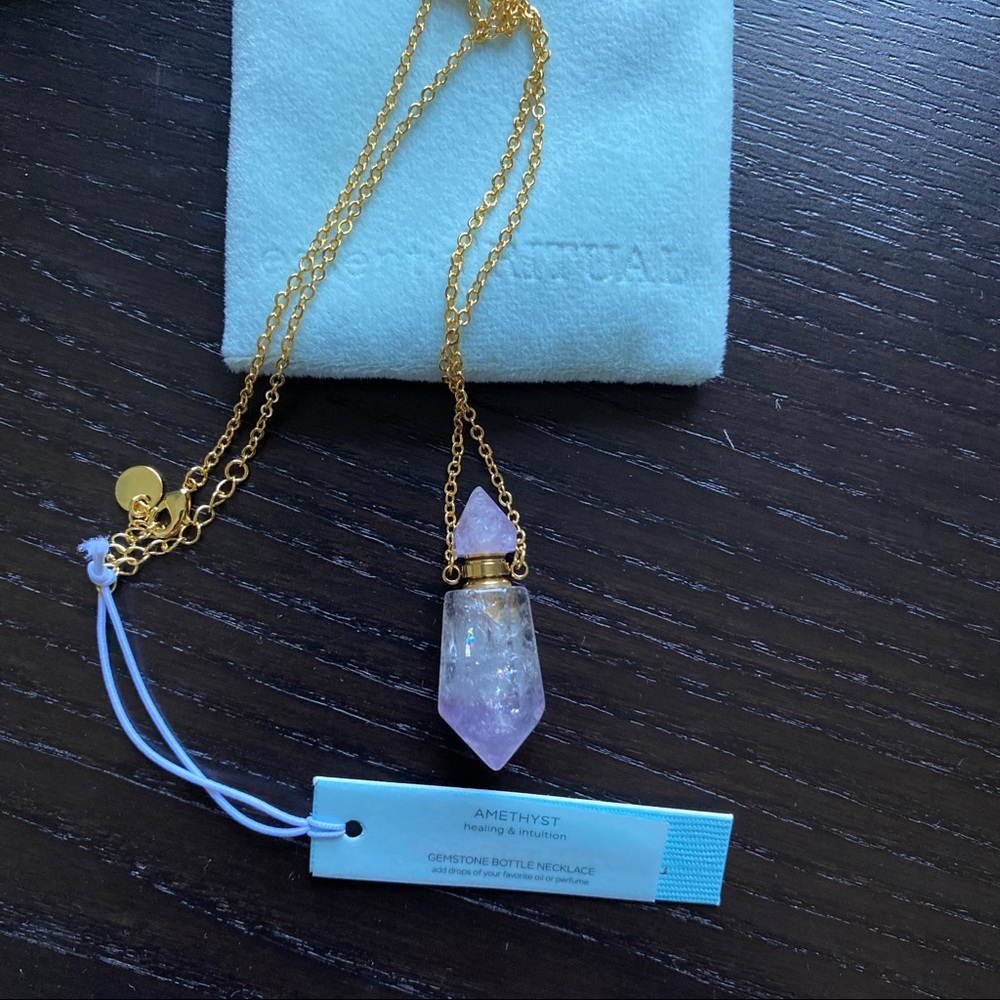 Essential Ritual Amethyst Gemstone Pendant Perfume Bottle Necklace